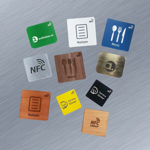 NFC Aufkleber für Metalloberflächen inkl. Gravur - werbemittel.at