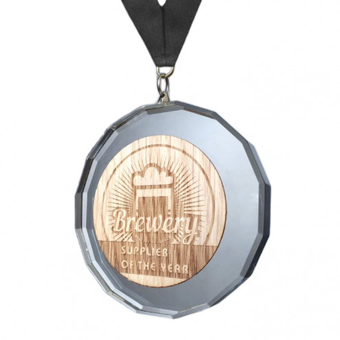 Holz Glas Medaille Finn