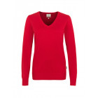 Hakro Damen V-Pullover Premium Cotton in rot - Werbemittel