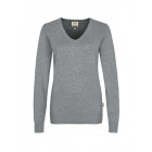 Hakro Damen V-Pullover Premium Cotton in grau-meliert - Werbemittel