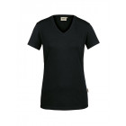 Hakro Damen V-Shirt stretch in schwarz - Werbemittel