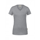 Hakro Damen V-Shirt stretch in grau-meliert - Werbemittel