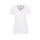 Hakro Damen V-Shirt Performance in Weiß - Werbemittel