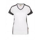 Hakro Damen V-Shirt Contrast Performance in weiß-anthrazit - Hakro Werbemittel