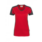 Hakro Damen V-Shirt Contrast Performance in rot-anthrazit - Hakro Werbemittel