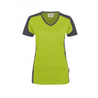 Hakro Damen V-Shirt Contrast Performance in kiwi-anthrazit - Hakro Werbemittel