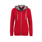 Hakro Damen Kapuzenjacke Bonded in rot-silber - Werbemittel