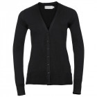 Damen V-Neck Strickjacke in schwarz - Russell - Werbeartikel, Werbemittel