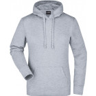 Damen Kapuzen Sweater in grau meliert - James & Nicholson - Werbeartikel, Werbemittel