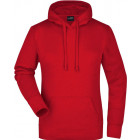 Damen Kapuzen Sweater in rot - James & Nicholson - Werbeartikel, Werbemittel