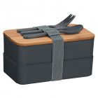 Doppel-Lunchbox mit Besteck und Bambusbrett - Nestler-Matho - Werbemittel