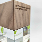 Glas Holz CUBEX Detailansicht Gravur - Awards