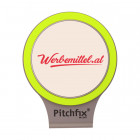 Golf Hatclip mit Ballmarker in neongelb - Pitchfix Golf Werbemittel
