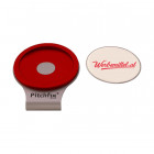 Golf Hatclip mit Ballmarker in rot Ansicht Ballmarker entfernt - Pitchfix Golf Werbemittel