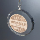 Holz-Glas-Medaille Finn Detailansicht mit individuellem Holzemblem - ebets - awards