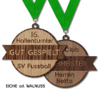 Holz Medaille Windbaum mit buntem Medaillenband als Auszeichnung - ebets - awards