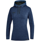 Jako Damen Kapuzensweat Premium Basic in marine meliert Frontansicht - werbemittel.at