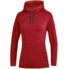 Jako Damen Kapuzensweat Premium Basic in rot meliert Frontansicht - werbemittel.at