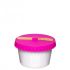 Jogi Eisbecher mit Bambuslöffel und pinkem Silikondeckel - Mahlwerck Porzellan - Werbemittel