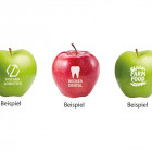 Logofrucht Apfel mit Beispiel Logodruck - my logo on food - Werbeartikel, Werbemittel
