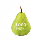 Logofrucht Birne mit weißem Logodruck - my logo on food - Werbeartikel, Werbemittel