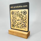NFC QR Code Aufsteller Touch & Scan Basic - Ausführung in Holz und Schwarz - Werbemittel