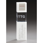 Snow Cube Award aus Kristallglas mit UV-Druck und Gravur - Awards