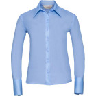 Twill Bluse Langarm in hellblau - mit Logostickerei - Russel - Werbemittel