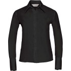 Twill Bluse Langarm in schwarz - mit Logostickerei - Russel - Werbemittel