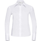 Twill Bluse Langarm in weiß - mit Logostickerei - Russel - Werbemittel