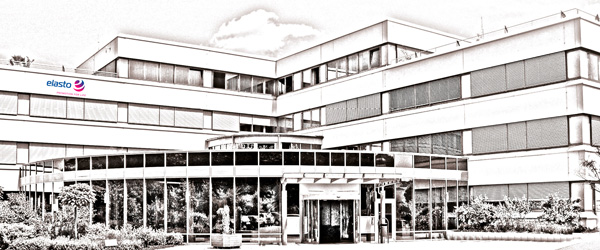 Elasto Bleistiftzeichnung des Firmengebäudes in Deutschland