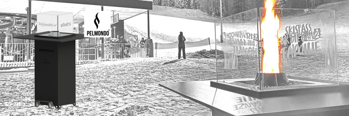 Pelmondo Gartenfeuer als Wärmepol im Skigebiet