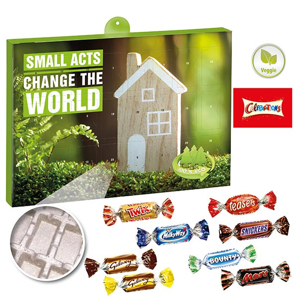 Premium Adventskalender mit Celebrations befüllt im A4 Format